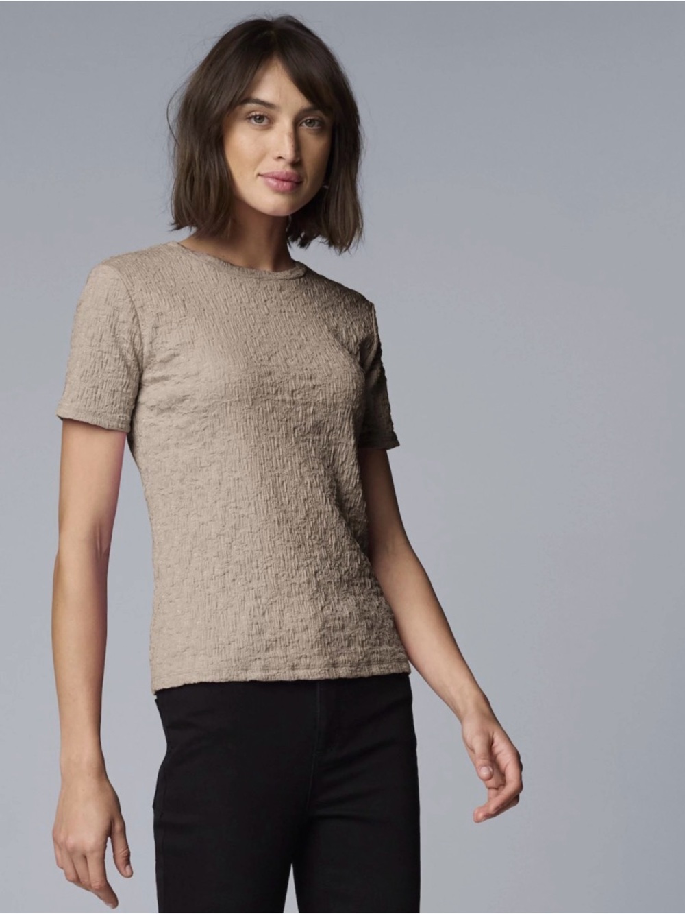 Women's Simply Vera Vera Wang Textured Tee In tan Size XXL New
